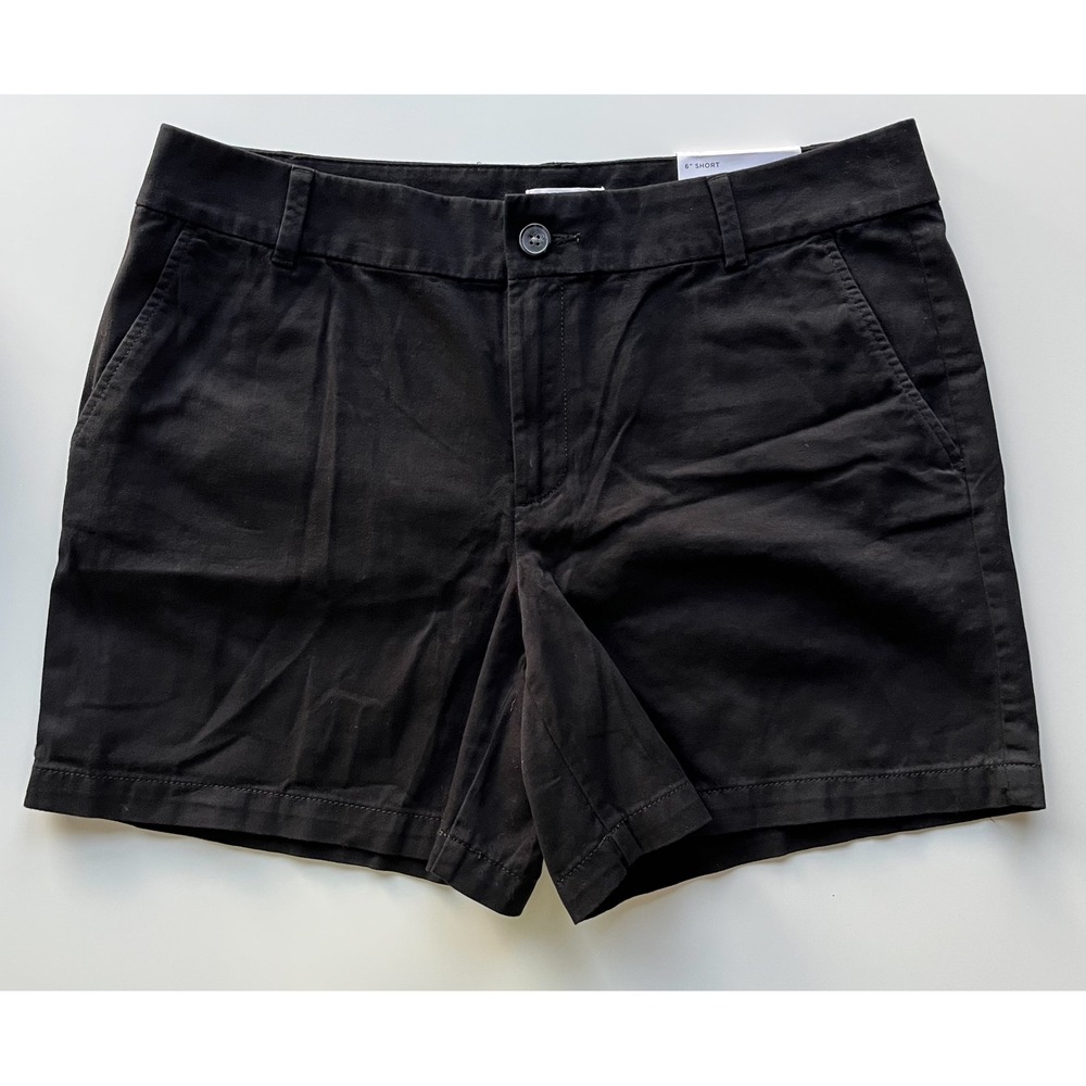 LOFT (12) Black Women's Casual Chino Shorts 6”